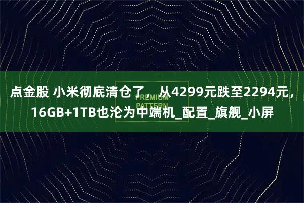 点金股 小米彻底清仓了，从4299元跌至2294元，16GB+1TB也沦为中端机_配置_旗舰_小屏